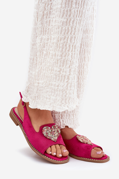 Dámske sandále s ozdobným srdcom S.Barski KV27-018 fuksia