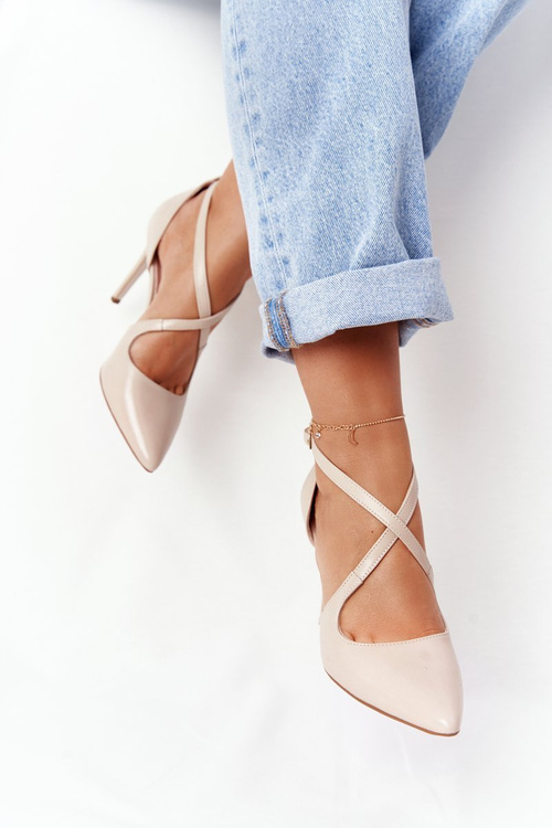 Elegantné kožené kožené špendlíky visconi 7400 béžová