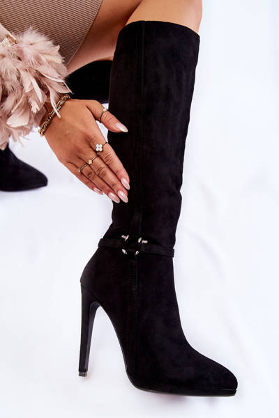 Klasické semišové boty černé Linney