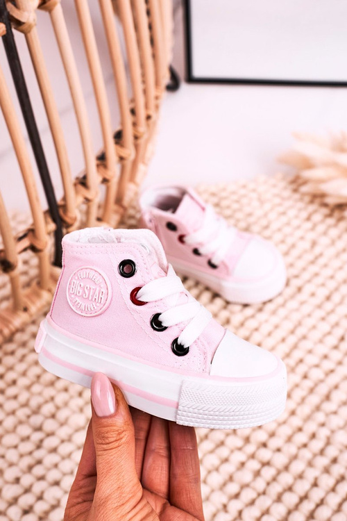 Detské vysoké tenisky s ružovým posúvačom veľkej hviezdy HH374087