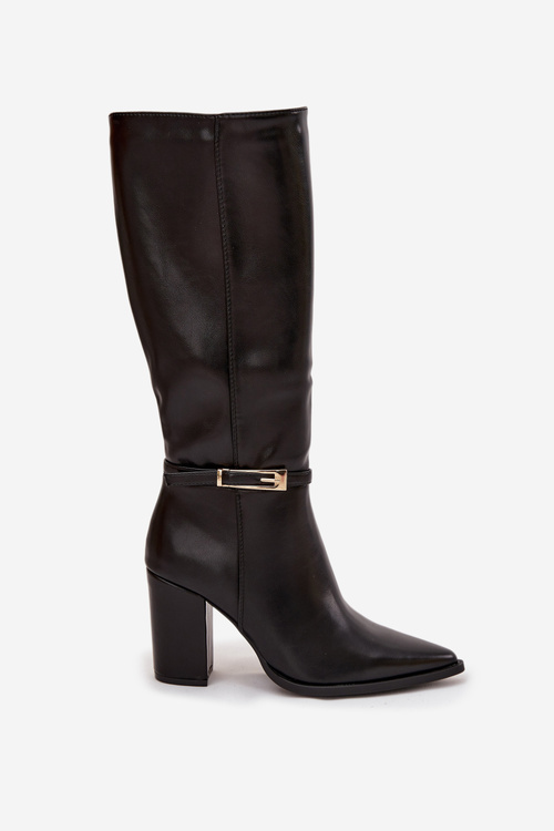 Dámske čižmy na podpätku s prackou Izolované Čierne Cirella