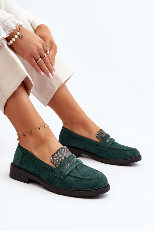 Dámske zdobené mokasíny tmavozelené Dananei