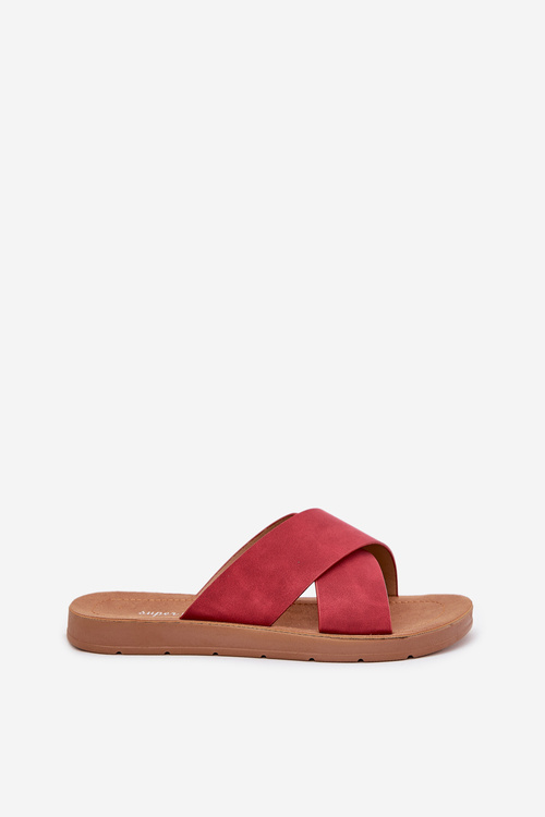 Dámske Šľapky Z Eko Kože Bordové Lorana