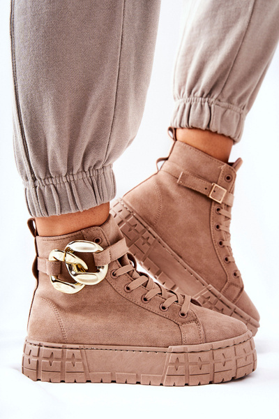 Vysoké Tenisky Na Platformě Tmavě Béžové Evenia