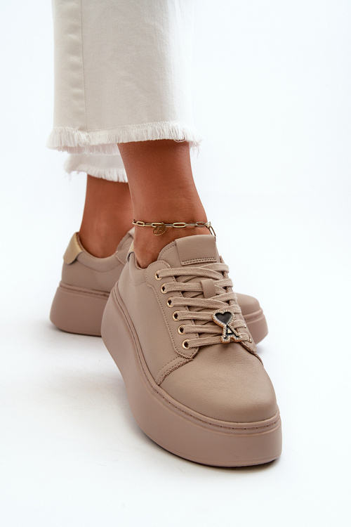 Dámské kožené tenisky na platformě béžové Vinceza 66700
