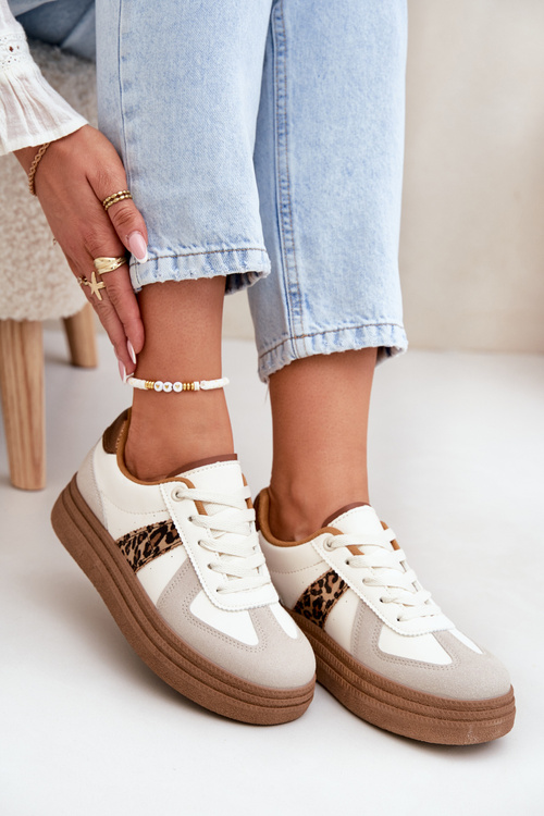 Dámske Sneakersy Na Platforme Leopardie Béžové Lincidi