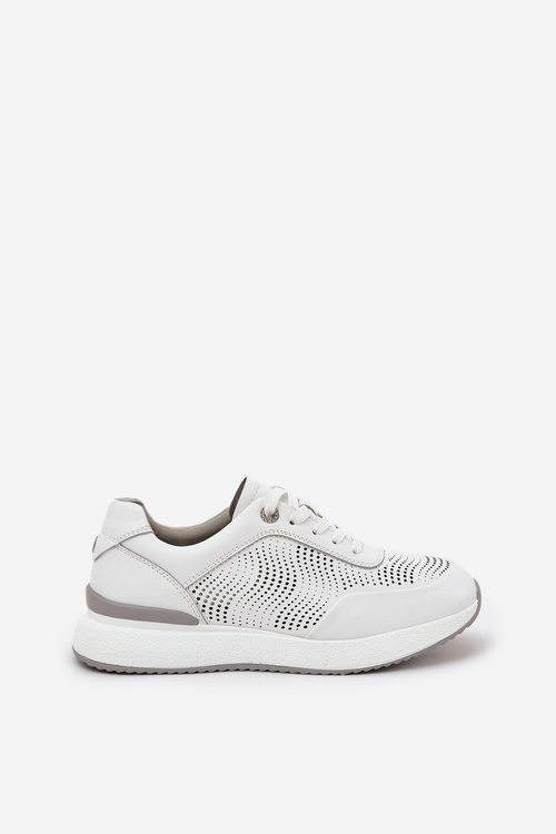 Kožené Sportovní Boty Dámské Sneakers S.Barski LR51-551 Bílé