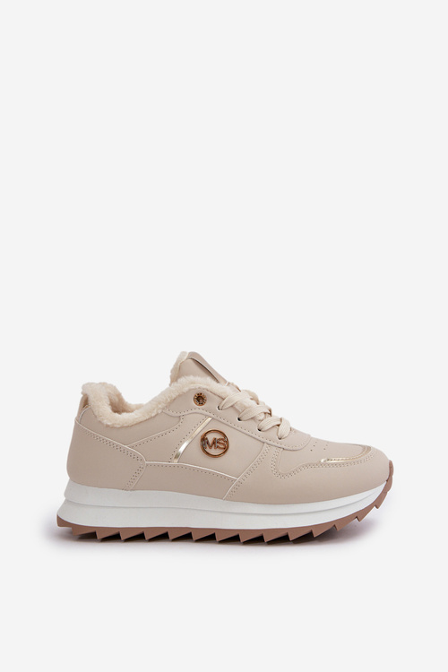 Dámské Sportovní Boty Zateplené Kožíškem Na Platformě Světle Béžové Lerisas