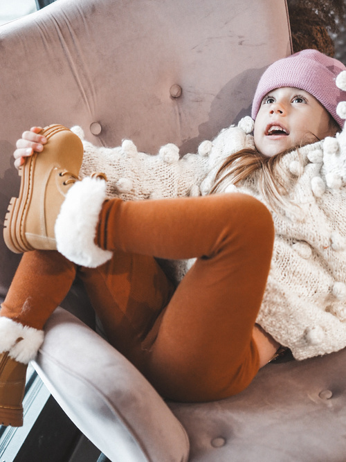 Detské topánky topánok pre posúvač s ťavou gerande kožušinou