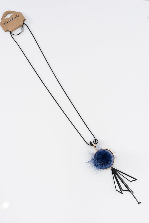 Dámsky náhrdelník s pompom dlhým reťazcom Navy Blue Choker