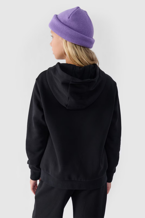 Dievčenská Nereťazová Mikina S Kapucňou Hladká Čierna 4F 4FJWMM00TSWSF1316-20S