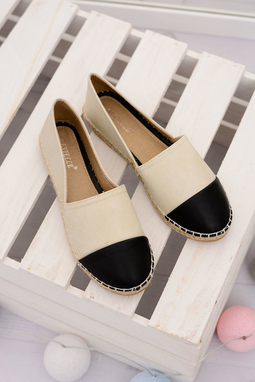 Béžové ženské espadrilles čierny nos monii