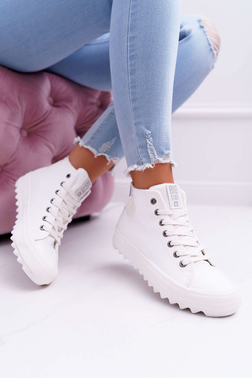 Dámske tenisky s veľkou hviezdou Vysoko izolované biele EE274111