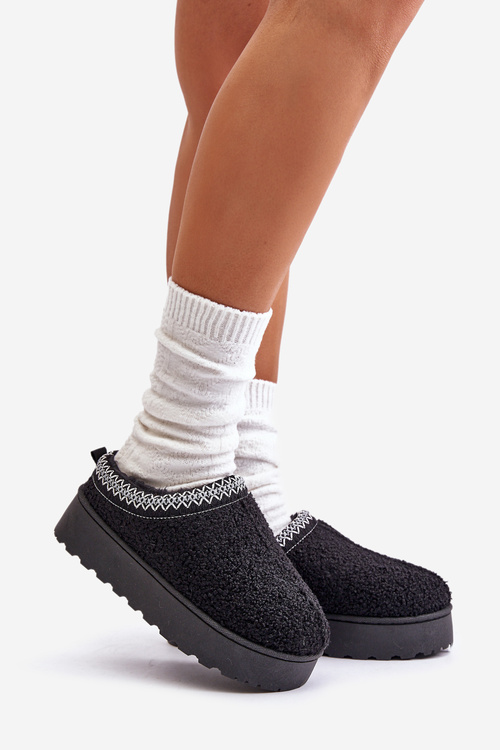 Dámske Snehule Na Platforme S Vyšívaním Čierne Tirissa