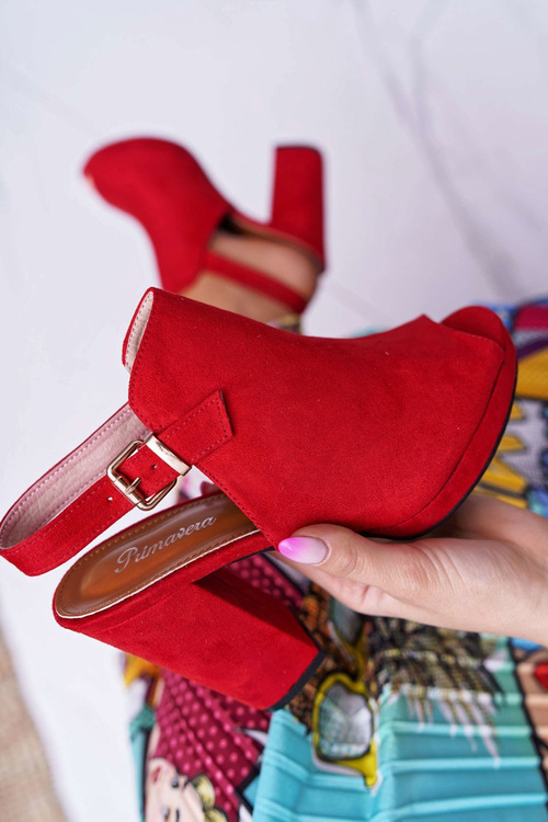 Dámské Sandály Na Podpatku Se Svrškem Otevřená špička Červené Montree