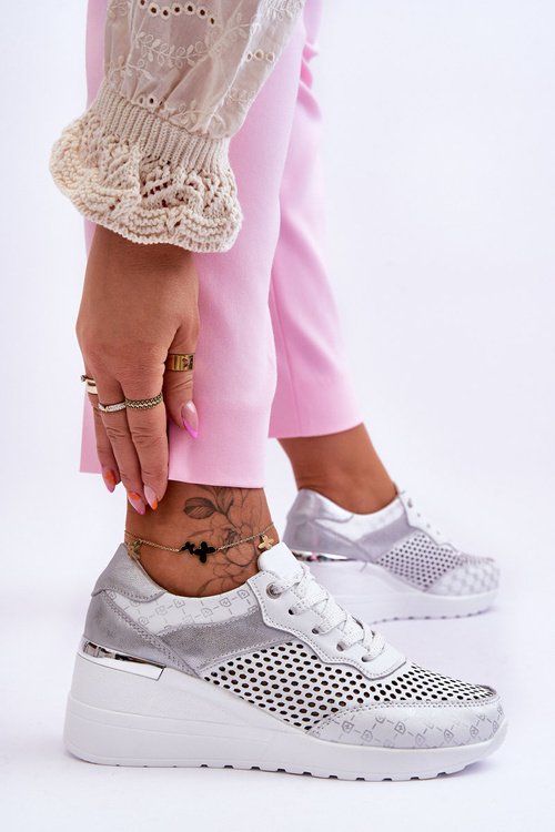 Dámské kožené prolamované tenisky Bílé Virginia