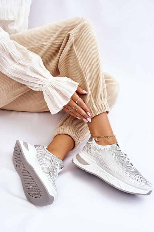 Dámské tenisky se zirkony Bíle Raiden