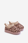 Snežnice Detské Kotníkové Topánky S Leopardím Vzorom Na Platforme Zateplené Kožušinou Hnedé Vilabria