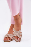 Dámske Ploché Sandále S Prepletenými Popruhmi Béžové Acimine