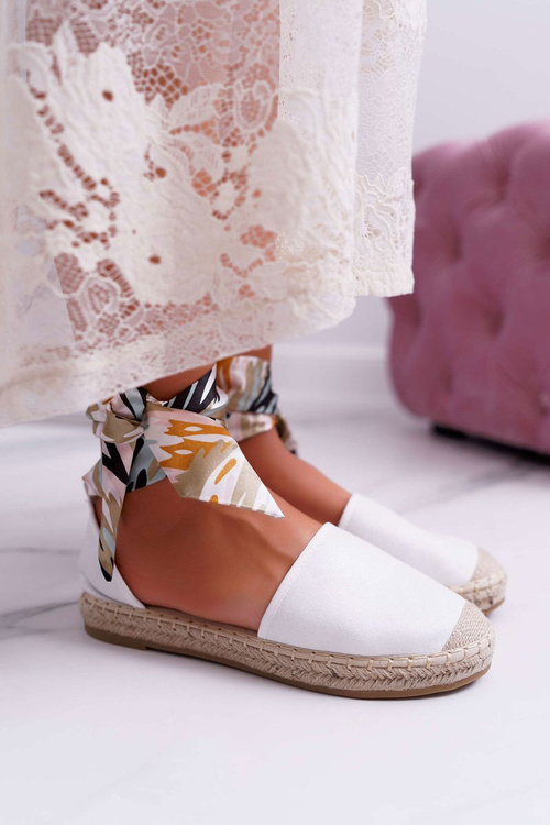 Dámské Espadrilky Svázané Stuhou Bílé Mila