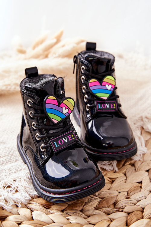 Lakované Vlněné Zateplené Boty černé Anlon