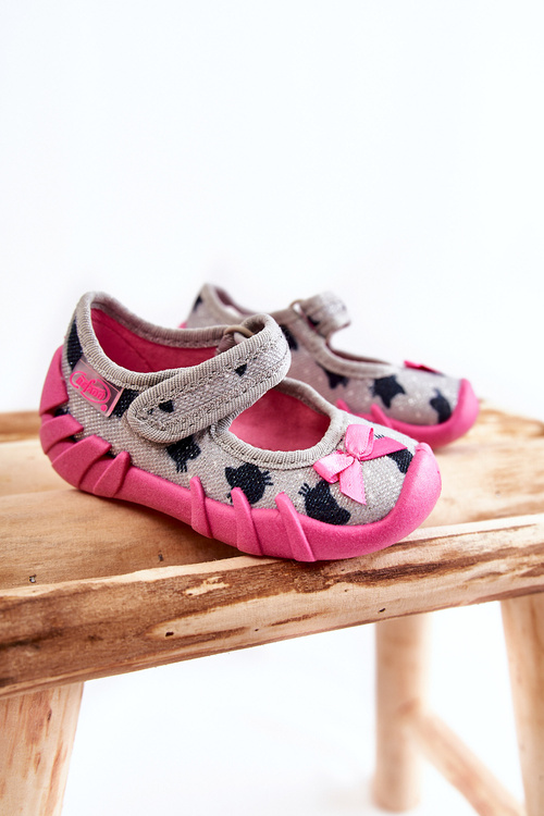 Balerína papcie befado Kitty 109n247 Gray-ružová