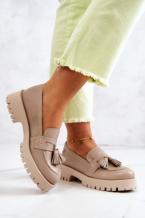 Dámské kožené boty Fringes Maciejka 05497-04 Béžová