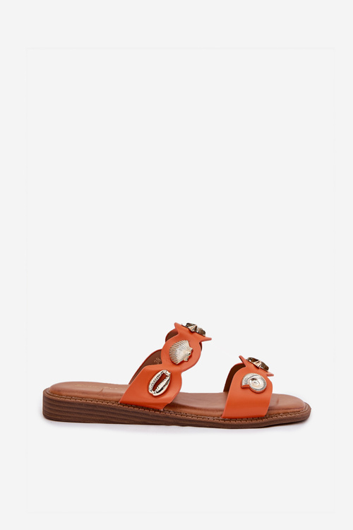 Dámske Sandále So Zlatými Aplikáciami Oranžové Jenoriela