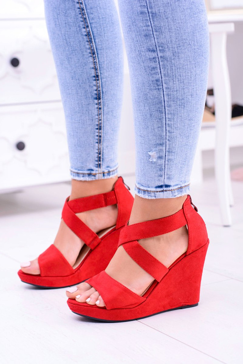 Pohodlné dámské červené sandály klíny Mirabet