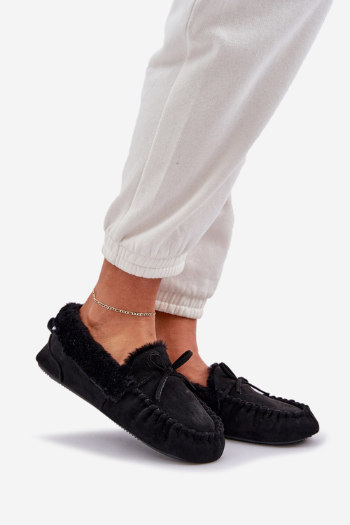 Dámské Měkké Pantofle S Kožíškem Černé Kleogoria