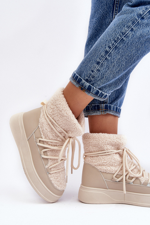 Dámske snehové topánky na platforme Ahatissa Light Beige Platform
