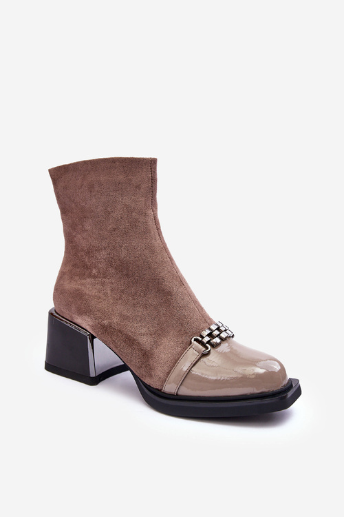 Semišové topánky na masívnom bloku S.Barski MR870-70 BEIGE