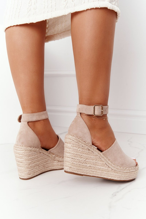 Klinové sandále s Braid béžovou makennou