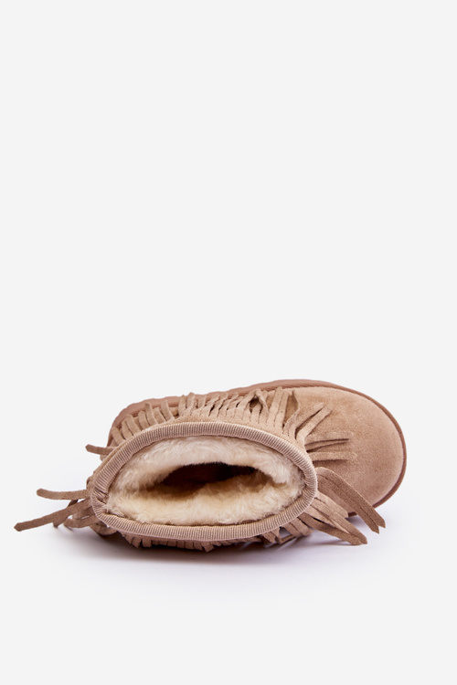 Ocieplené Botky Sněžky Dětské Se Zdobnými Frézami Bežové Nimia