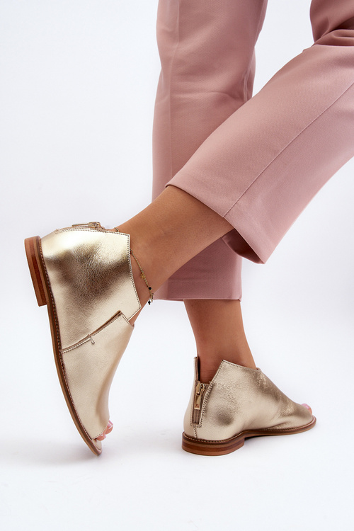 Dámske kožené sandále Laura Messi 2443 Zlaté