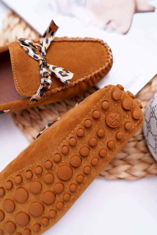 Dámske mokasíry lu boo pohodlné ťavové plmy