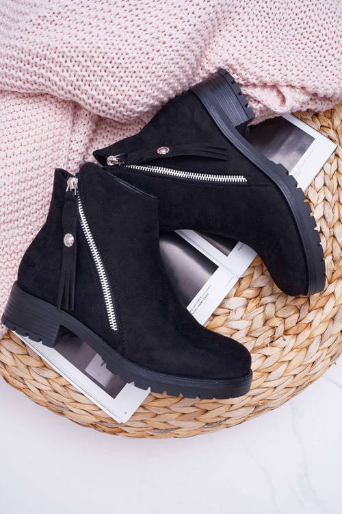 Dámske horúce semišové topánky Dve čierne posúvače OHOO