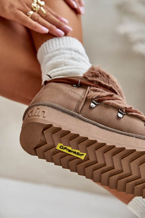 Nízke Snehové Topánky Na Platforme S Kožušinou D.Franklin Hnedé DFSH370011