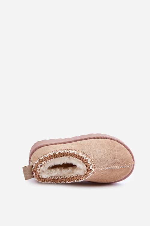 Sněhule Dětské Kotníkové Na Platformě Zateplené Kožešinou Béžové Vilabria