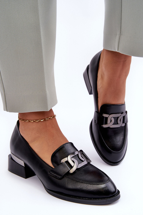 Čierna kožená topánky Sakina s vysokými podpätkami