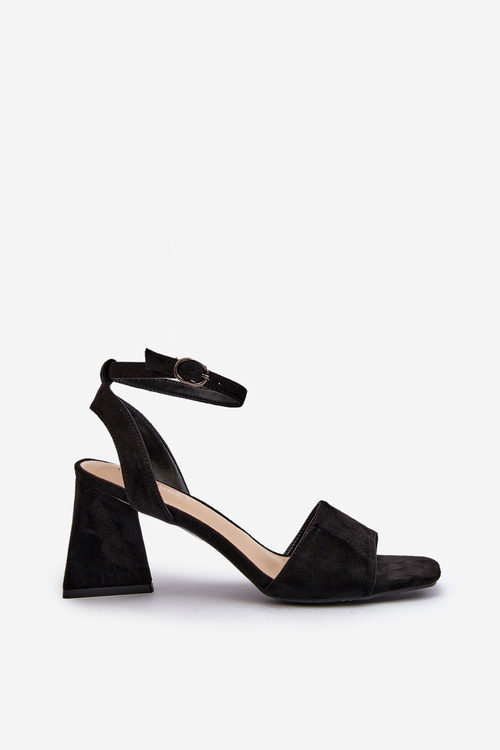 Dámske Sandále Na Opätku Z Eko Semišu Čierne Vinceza 17328