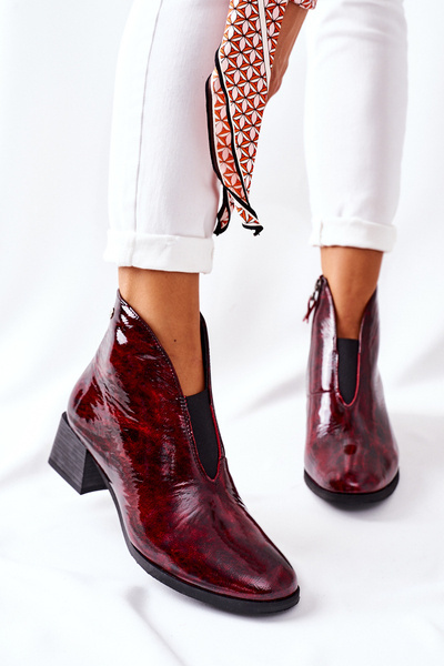 Kožené izolované vysoké podpätky Maciejka 04777-23 Bordo