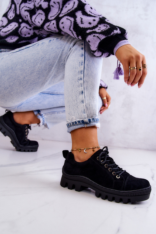 Ženský semiš zviazaný čierny Mayson