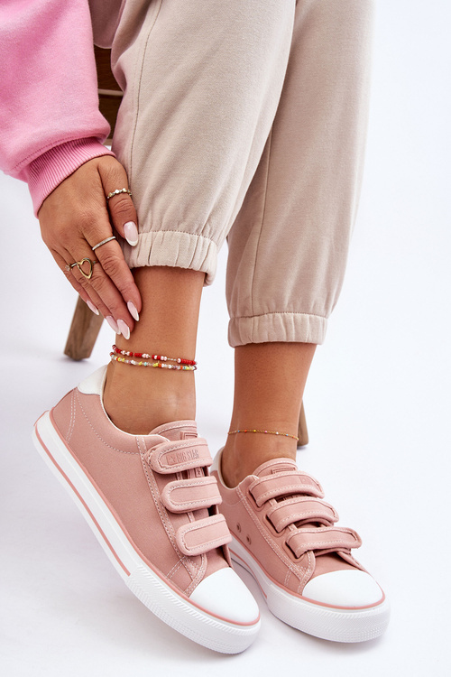 Klasické materiálové tenisky pre suchý zips veľkú hviezdu LL274A200 Pink