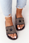 Black Edie Guma Flip Flops s kamienkami