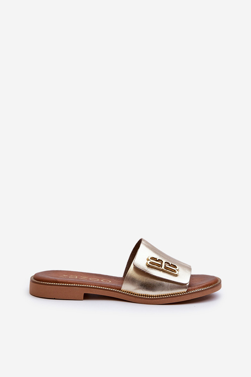 Zazoo 40384 Elegantné Kožené Dámske Papuče Zlaté