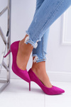 Dámské Lodičky Na Jehlovém Podpatku Semišové Fuchsia Cream