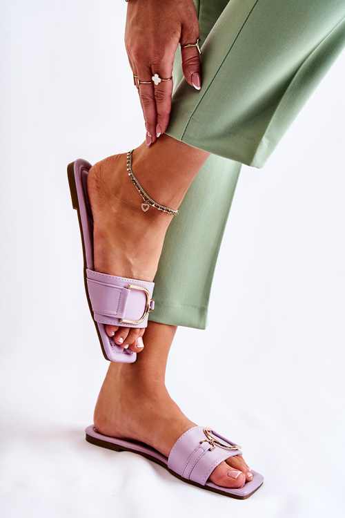 Dámska kožená klasická flip -flops s dekoráciou shilla