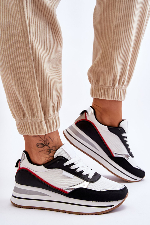 Dámské Tenisky na Klínu A Platformě Bílá A Černá Allen