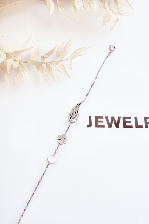 Nerezový náramek Křídlo A Jetel Stříbrne